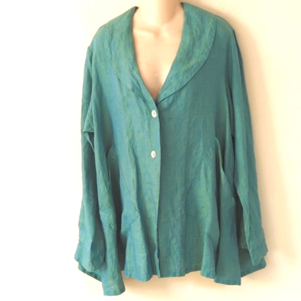 Bryn Walker Sea Green Linen Blazer M